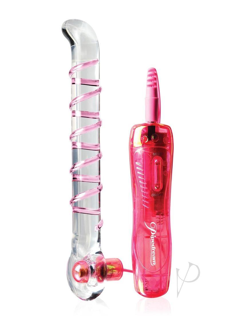 Icicles No. 4 Vibrating Glass G-spot Wand With Remote Control - Clear/pink